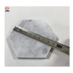 Carrara White Marble Coaster with Cork Back