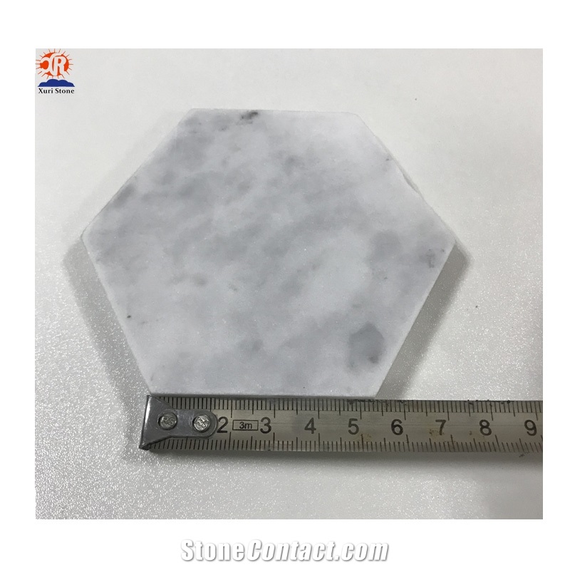 Carrara White Marble Coaster with Cork Back