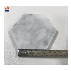 Carrara White Marble Coaster with Cork Back