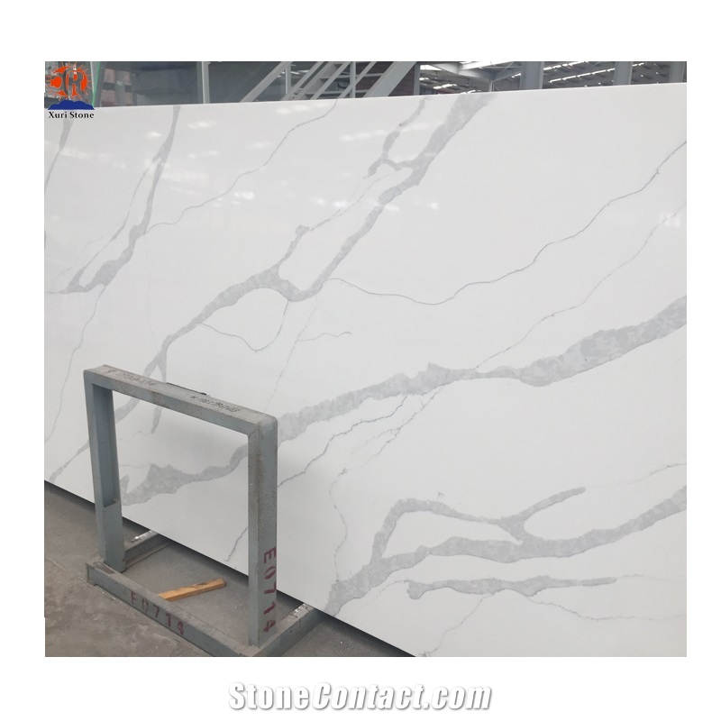 White Marble Look Calacatta Quartz for Kitchen