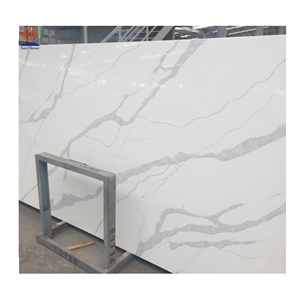 White Marble Look Calacatta Quartz for Kitchen