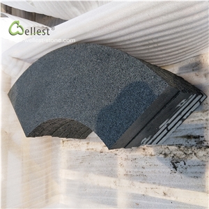 G654 Dark Grey Granite Curved Road Curbstone
