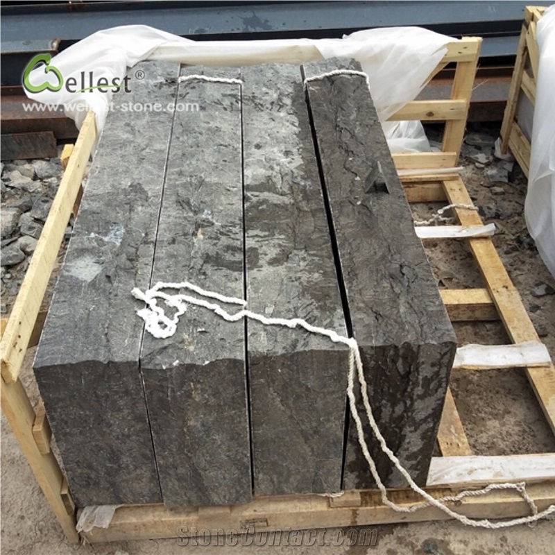L828 Blue Limestone Steps Treads Acid Washed