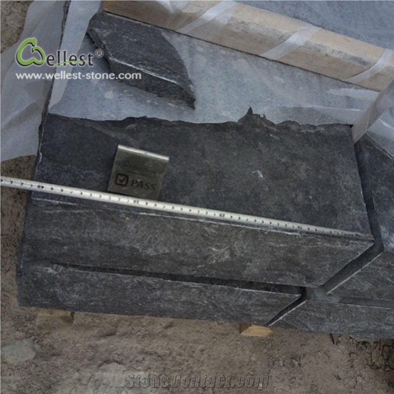 L828 Blue Limestone Steps Treads Acid Washed