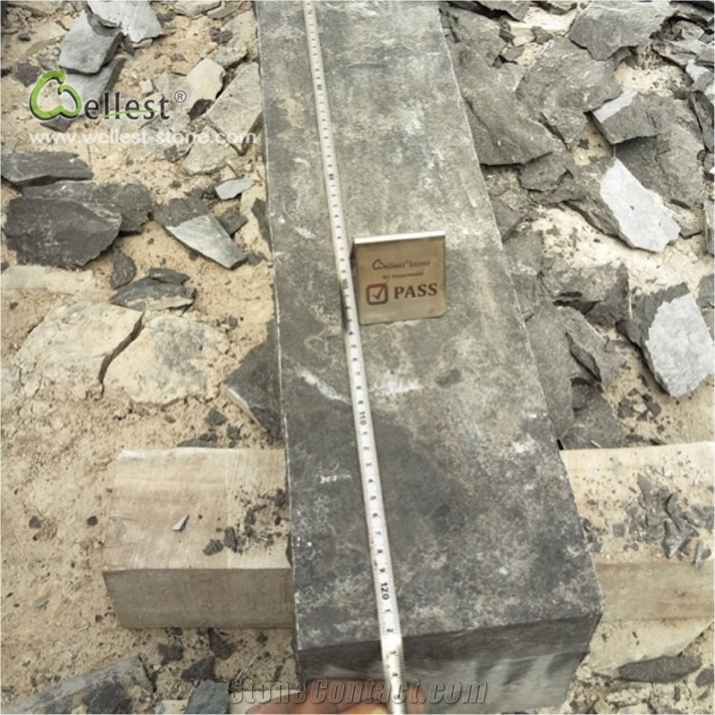 L828 Blue Limestone Steps Treads Acid Washed