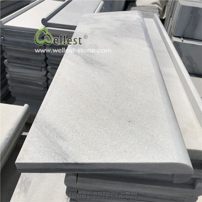 Qt-036 Cloudy Grey Quartz L Bullnose Coping Steps