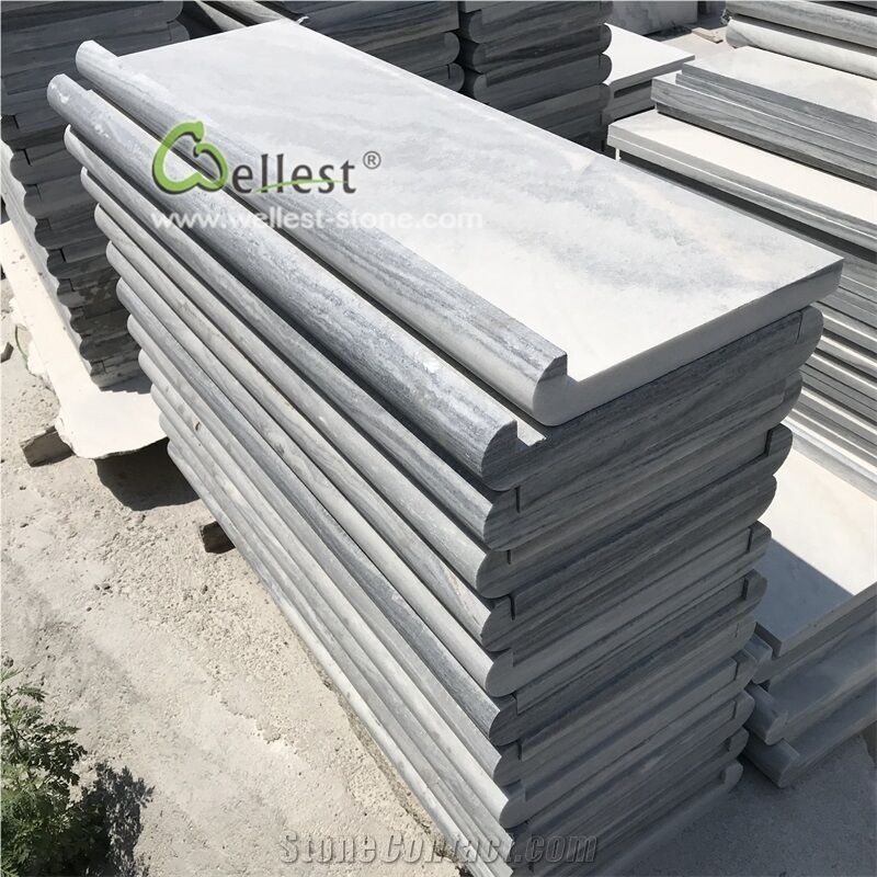 Qt-036 Cloudy Grey Quartz L Bullnose Coping Steps