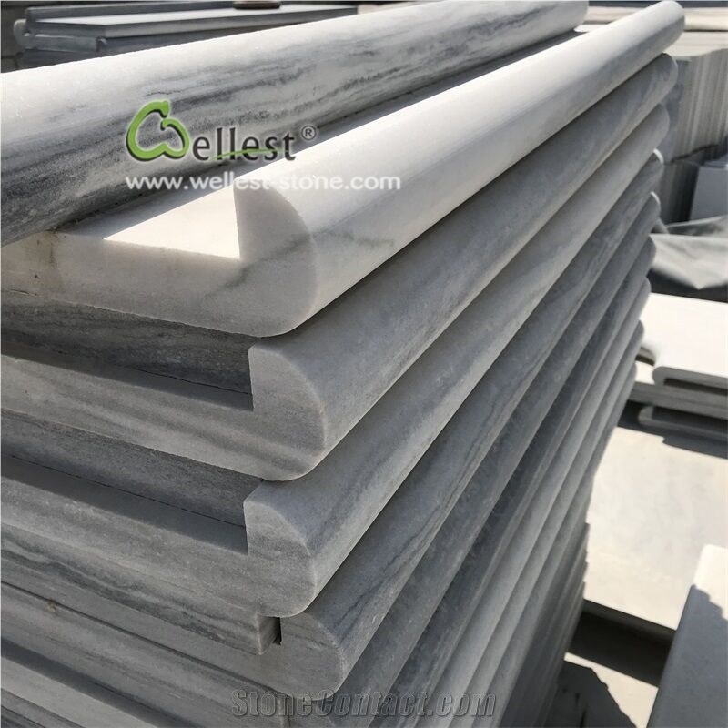 Qt-036 Cloudy Grey Quartz L Bullnose Coping Steps