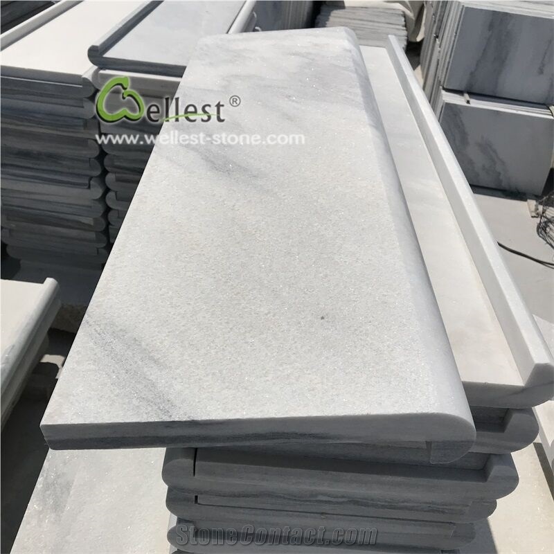 Qt-036 Cloudy Grey Quartz L Bullnose Coping Steps