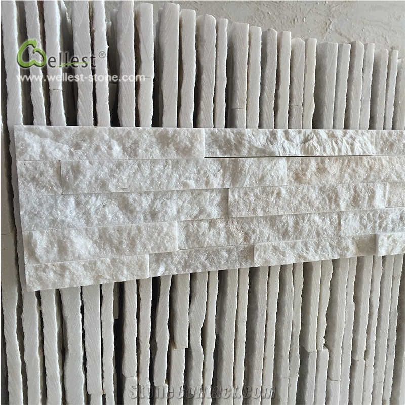 Qt 309 White Quartzite Ledgestone Veneer Panel