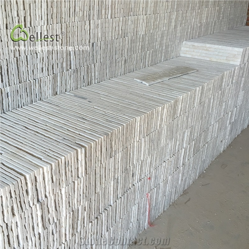 Qt 309 White Quartzite Ledgestone Veneer Panel