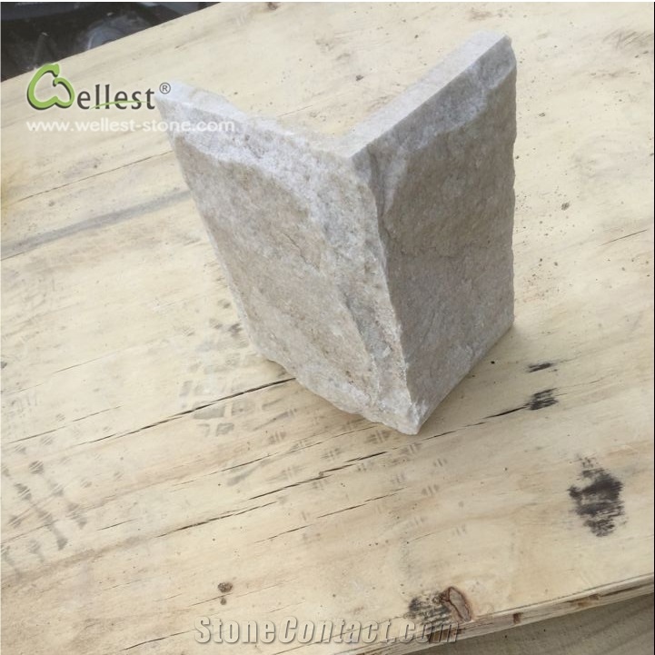 Qt 35 Beige Quartzite Corner Stone Mushroomed