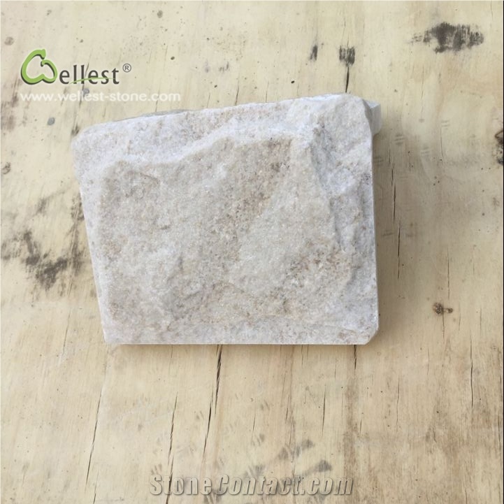 Qt 35 Beige Quartzite Corner Stone Mushroomed