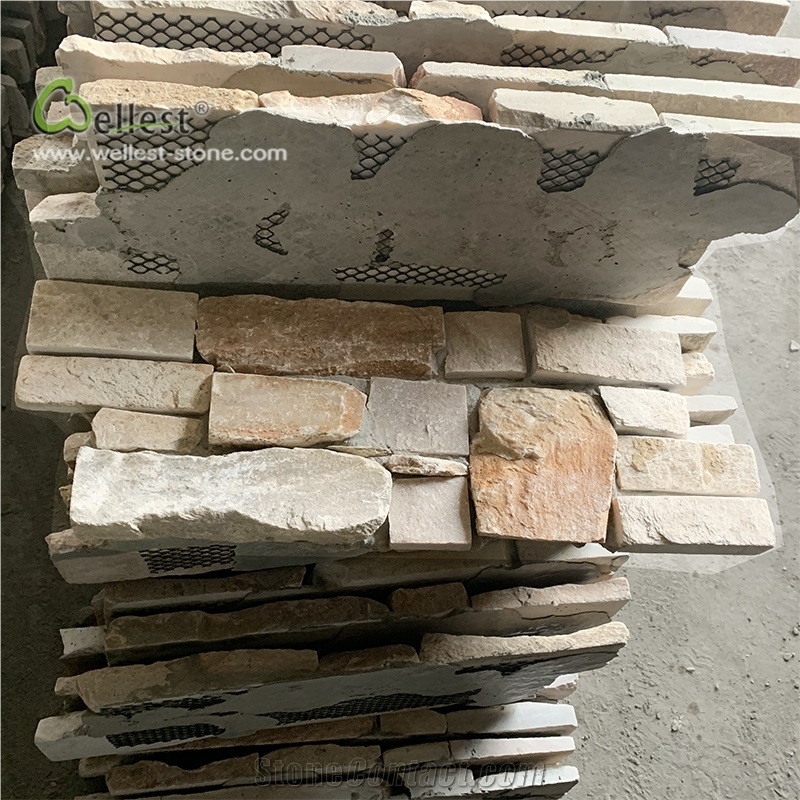 St14 Yellow Wood Slate Z Shape Cement Back Veneer