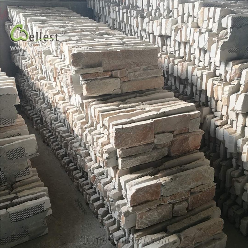 St14 Yellow Wood Slate Z Shape Cement Back Veneer