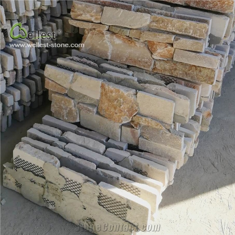 St14 Yellow Wood Slate Z Shape Cement Back Veneer