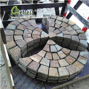 St15 Brown Rusty Slate Fan Shape Meshed Paver