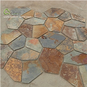 St15 Brown Slate Random Flag Stone Meshed Paver