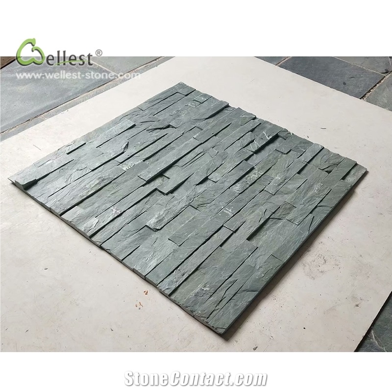 St17 Green Slate Flat Edge Ledge Stone Cultured