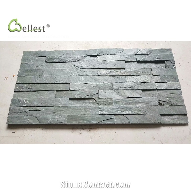 St17 Green Slate Flat Edge Ledge Stone Cultured