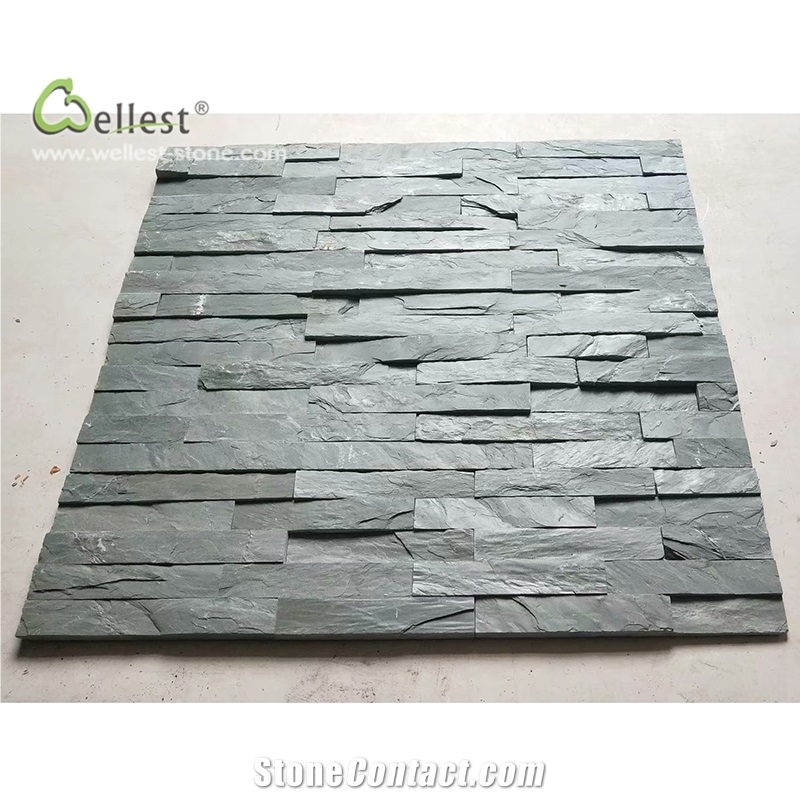 St17 Green Slate Flat Edge Ledge Stone Cultured