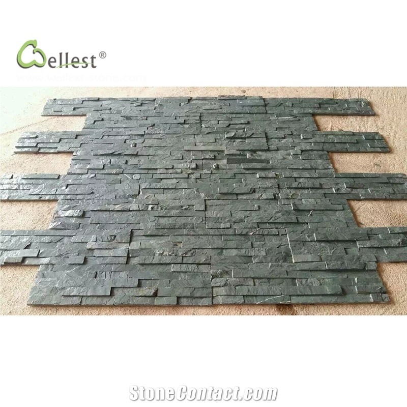 St17 Green Slate Flat Edge Ledge Stone Cultured