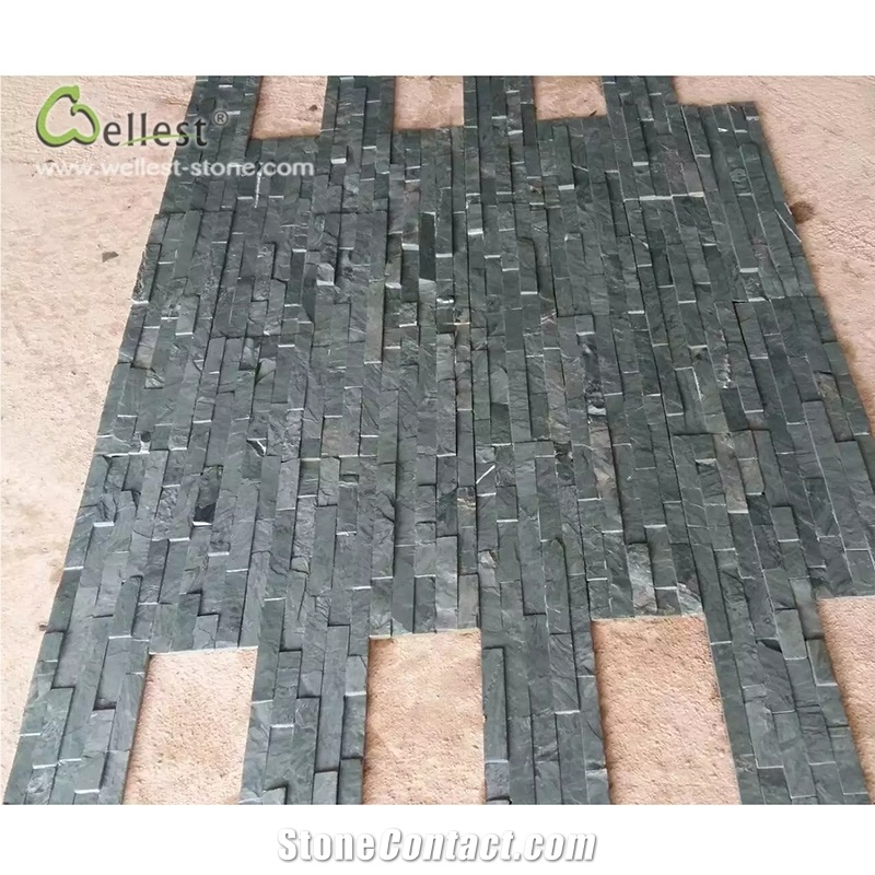 St17 Green Slate Flat Edge Ledge Stone Cultured