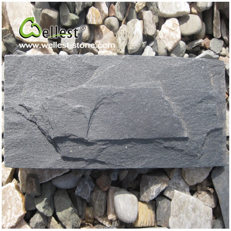 St18 Black Slate Mushroomed Stone Wall Cladding
