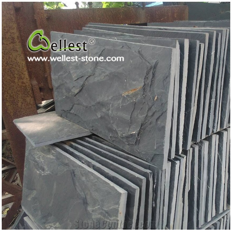 St18 Black Slate Mushroomed Stone Wall Cladding