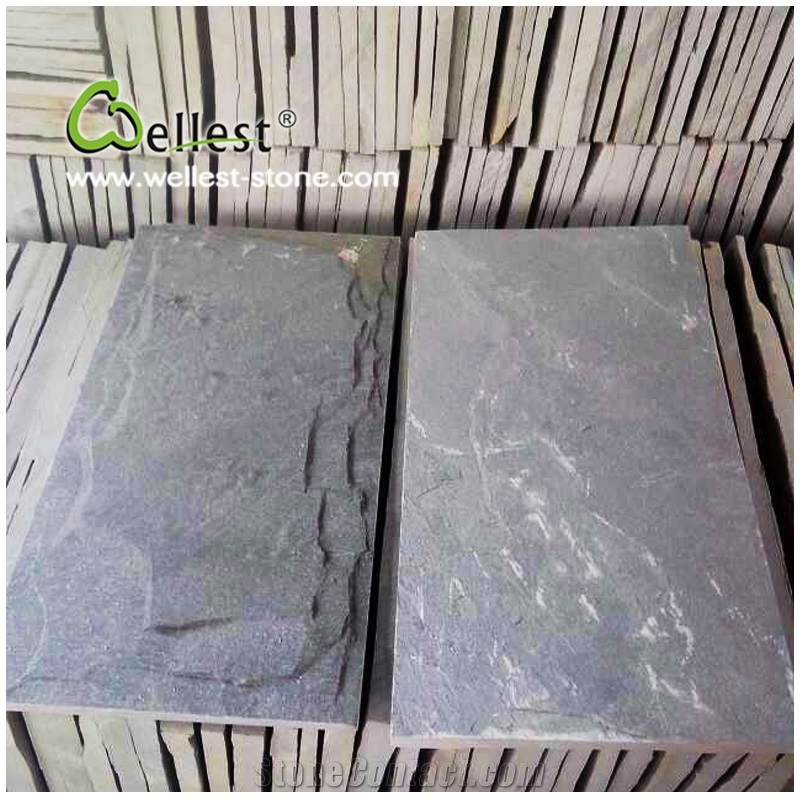 St18 Black Slate Mushroomed Stone Wall Cladding