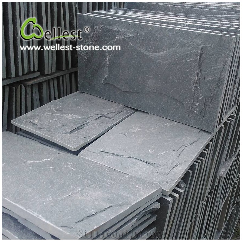 St18 Black Slate Mushroomed Stone Wall Cladding