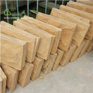 Sy152 Yellow Sandstone Mushroomed Stone Wall Tile