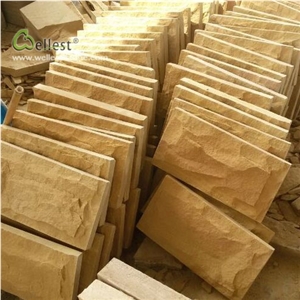 Sy152 Yellow Sandstone Mushroomed Stone Wall Tile