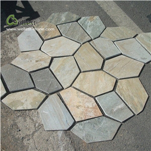 Yellow Wood Slate Irregular Flagstone Paving Road
