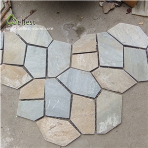 Yellow Wood Slate Irregular Flagstone Paving Road