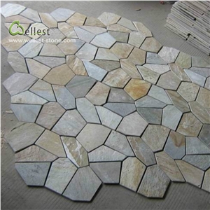 Yellow Wood Slate Irregular Flagstone Paving Road