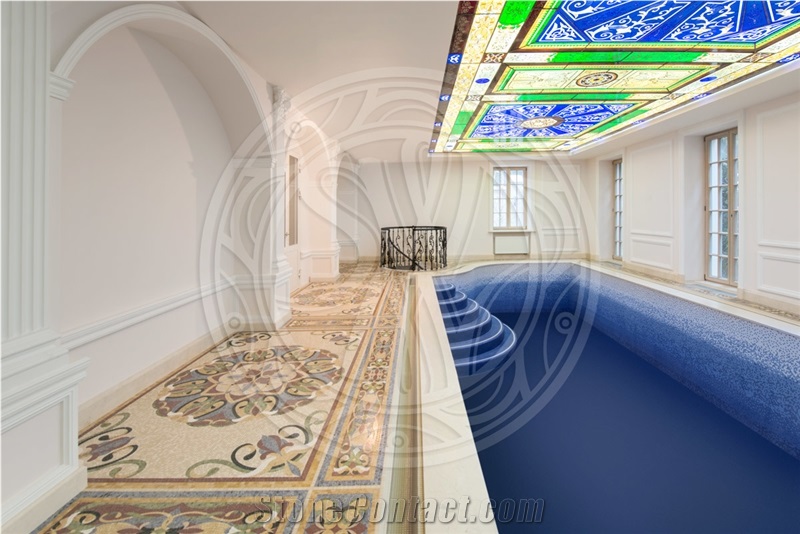 Stone Mosaic Floor Medallion