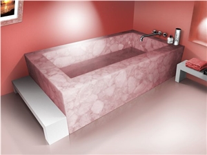 Backlit Pink Rosa Quartz Semiprecious Stone Slab