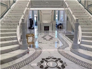 Black White Luxury Marble Waterjet Medallion Tile
