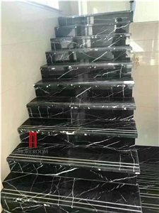 Chinese Nero Marigiua Black Marble Slab Tiles Wall