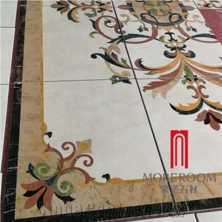 Lobby Floor Waterjet Medallion Custom Marble Tiles