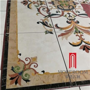 Lobby Floor Waterjet Medallion Custom Marble Tiles