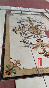 Lobby Floor Waterjet Medallion Custom Marble Tiles