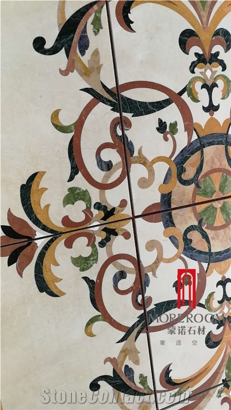 Lobby Floor Waterjet Medallion Custom Marble Tiles