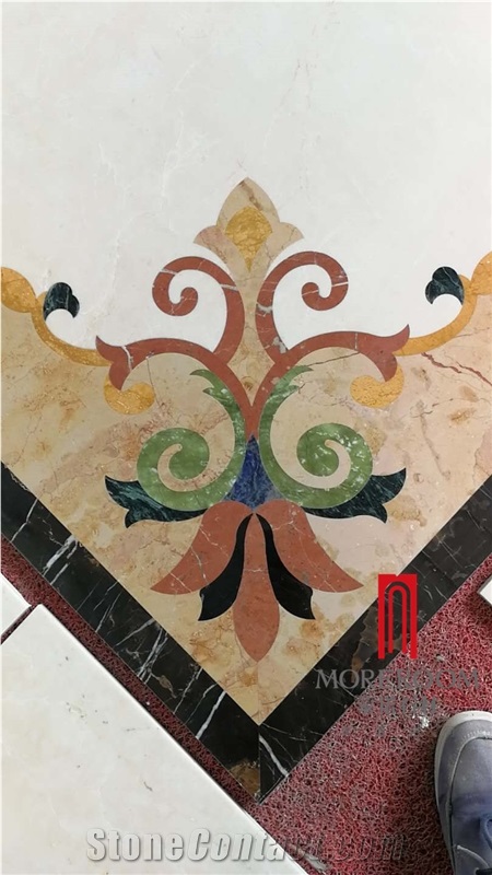Lobby Floor Waterjet Medallion Custom Marble Tiles