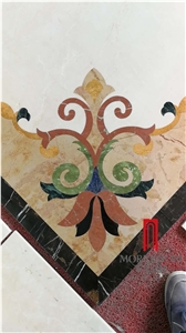 Lobby Floor Waterjet Medallion Custom Marble Tiles