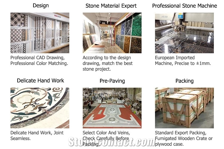 Lobby Floor Waterjet Medallion Custom Marble Tiles