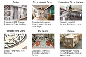 Lobby Floor Waterjet Medallion Custom Marble Tiles