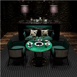 Malachite Furniture Round Green Stone Table Top