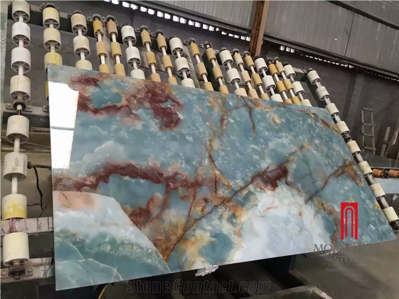 Natural Blue Onyx Transparent Slab Tiles